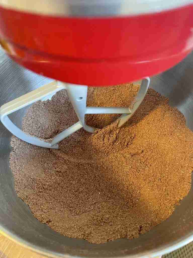 A step in the recipe: Mix DRY ingredients for Keto Chocolate-Walnut Cookies.