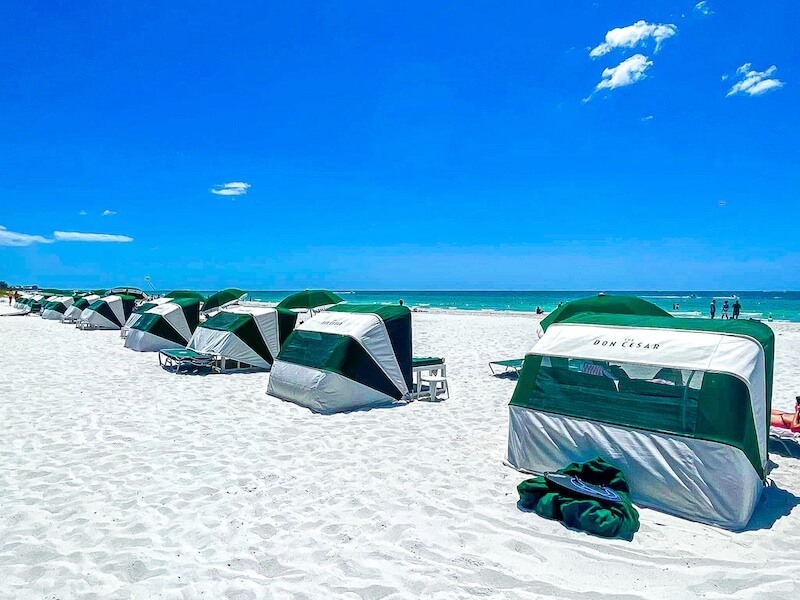 Do You Need a Car in St Pete Beach? You clearly don't if you're relaxing on beautiful St Pete Beach in one of these beautiful beach cabanas, gazing at the water.
