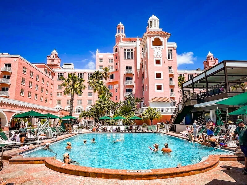 Do You Need a Car in St Pete Beach? You clearly don't if you're relaxing at this beautiful pool at the stunning pink Don Cesar Hotel on St Pete Beach, Florida.
