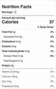 Homemade Strawberry Jello Nutrition Label.