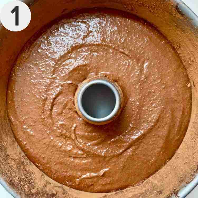 The grain-free batter in prepared pan.