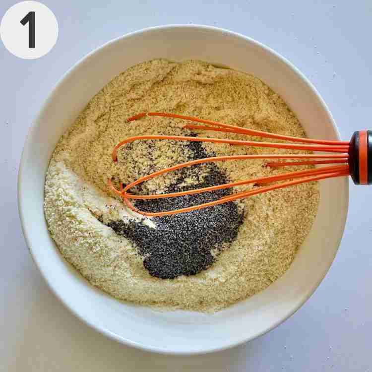 dry ingredients for Keto lemon poppy seed bundt cake.