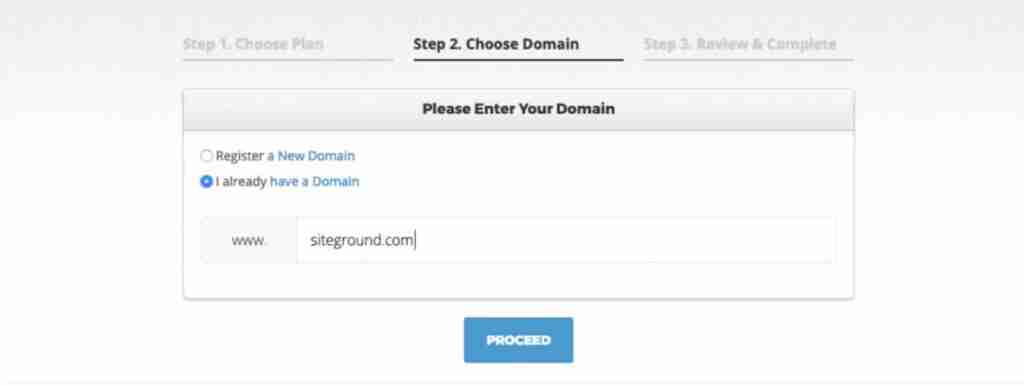 Enter your domain name for your blog