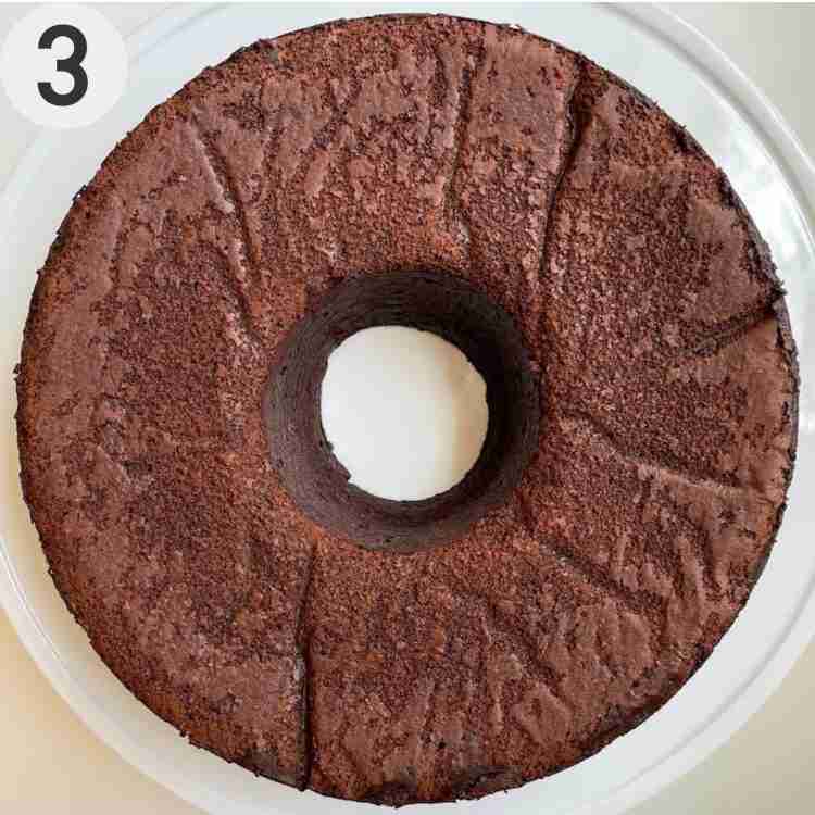 The Kahlua Chocolate Cake after having been flipped and removed from pan.
