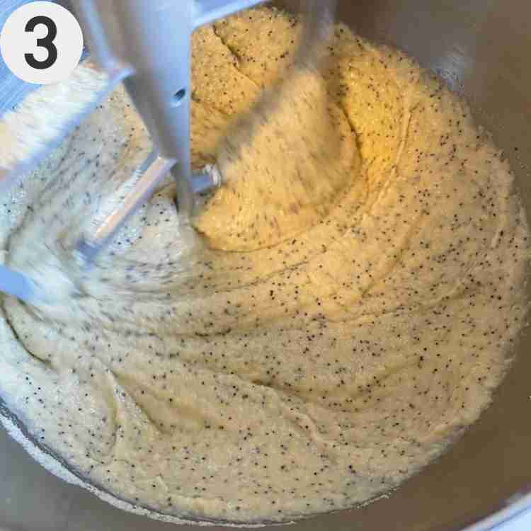 Mix wet and dry ingredients to make the batter.