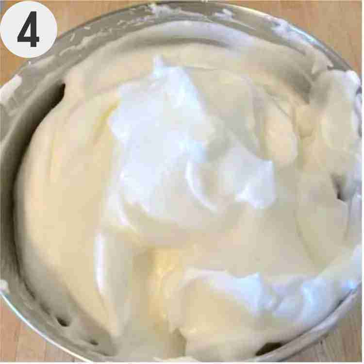 Step 4 to make this recipe: Whip the egg whites into a meringue.