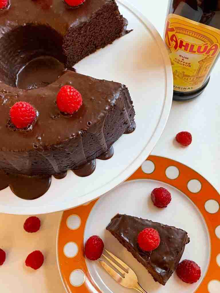 Chocolate Kahlua Cake Recipe with Kahlua Glaze (Flourless, GF)