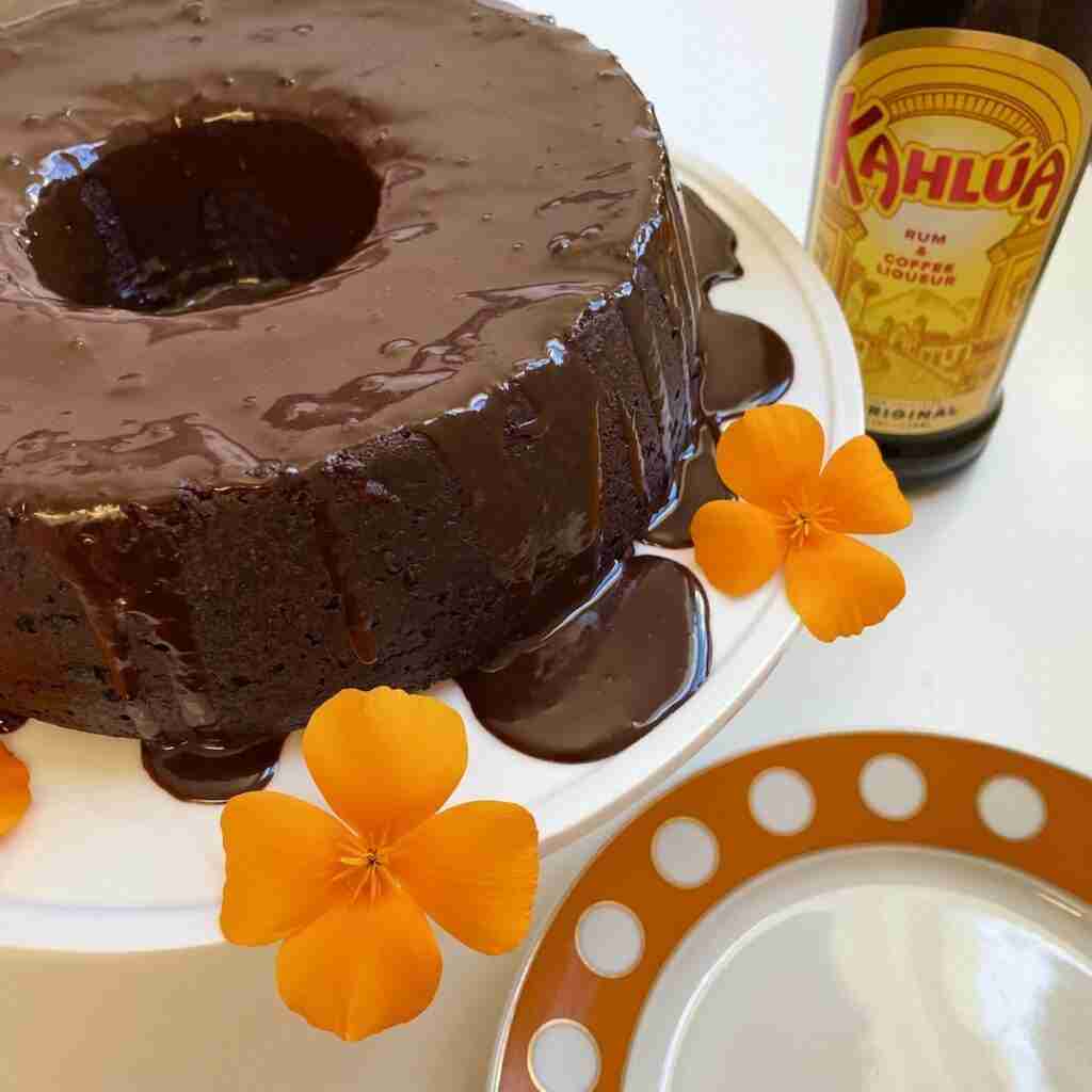 Chocolate Kahlua Cake Recipe with Kahlua Glaze (Flourless, GF)