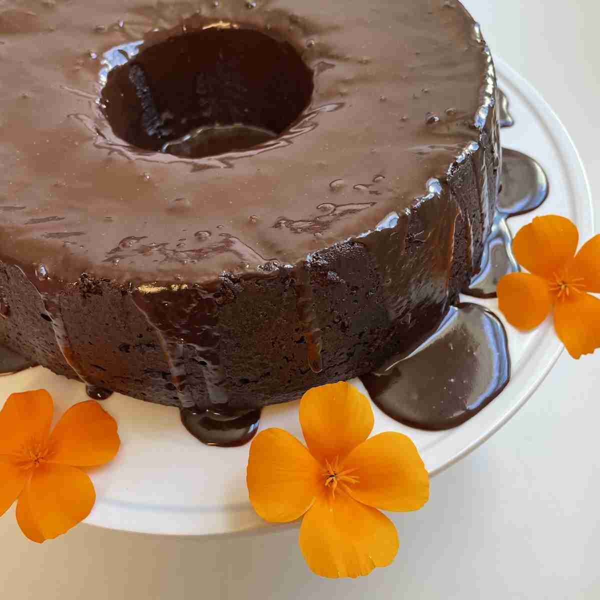 Chocolate Kahlua Cake made with monk fruit and almond flour for a rich Nutella-like experience.