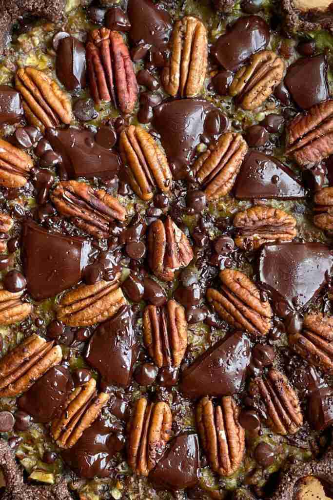 A closeup taken from above of this dessert.