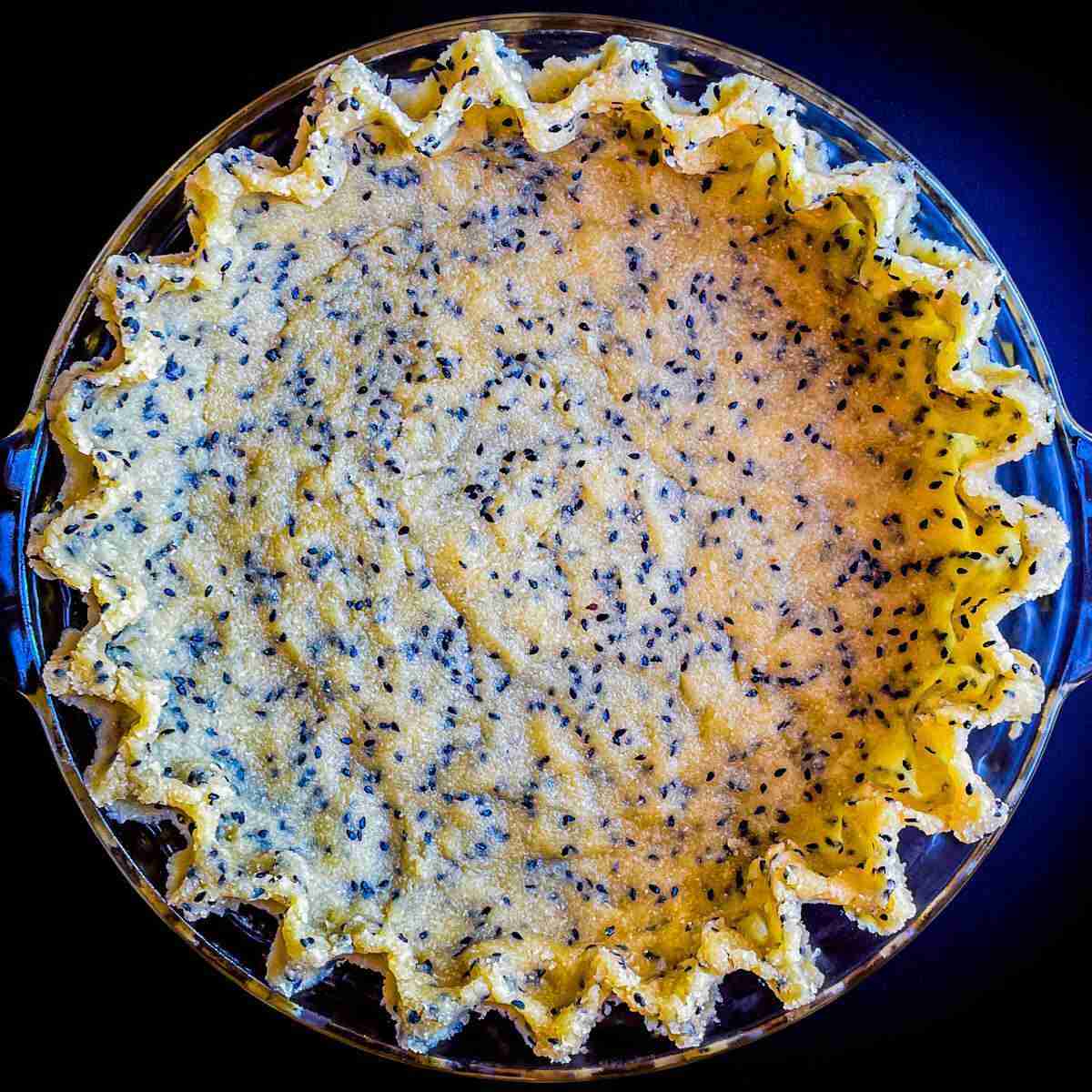 Healthy Low-Carb Black Sesame Keto Pie Crust made with almond flour.