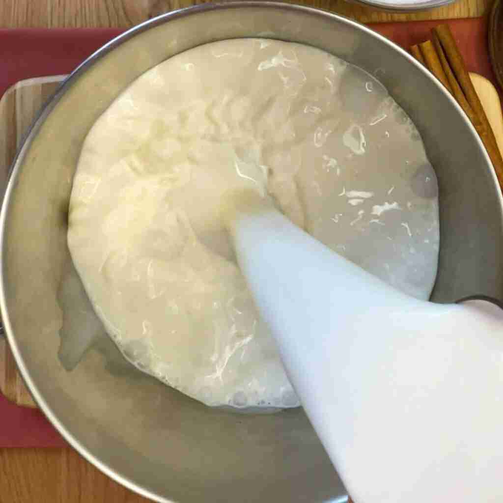 Milk Jello Step 2: Add milk to pot.