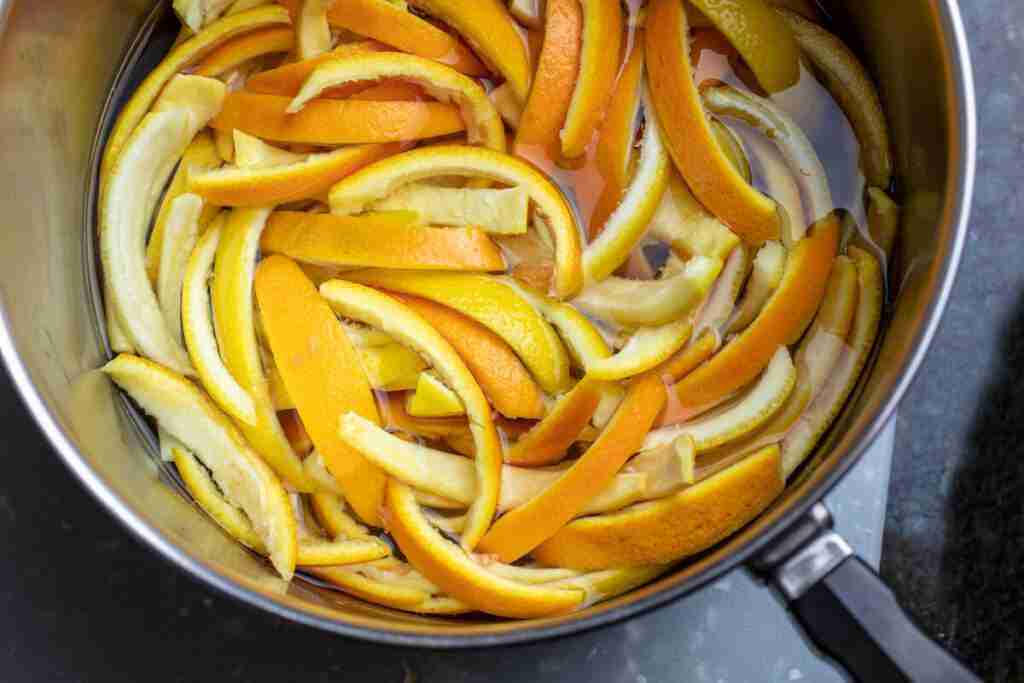 Candied lemon and orange peels for candied citrus peels recipe.