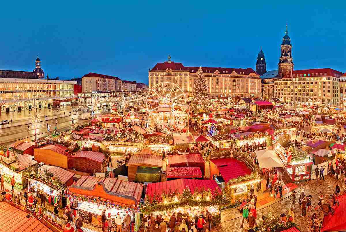 The Dresden Christmas Market or Strietzelmarkt where the Christstollen Festival is held annually.