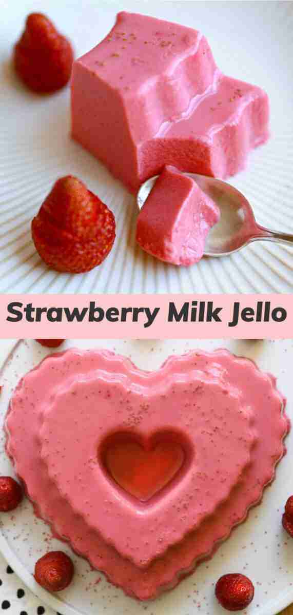 Strawberry Milk Jello with Real Fruit