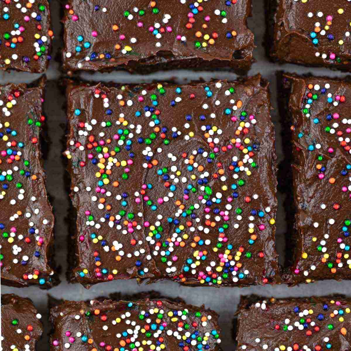 Paleo, vegan, sugar-free, keto sweet potato brownies with colorful sprinkles.