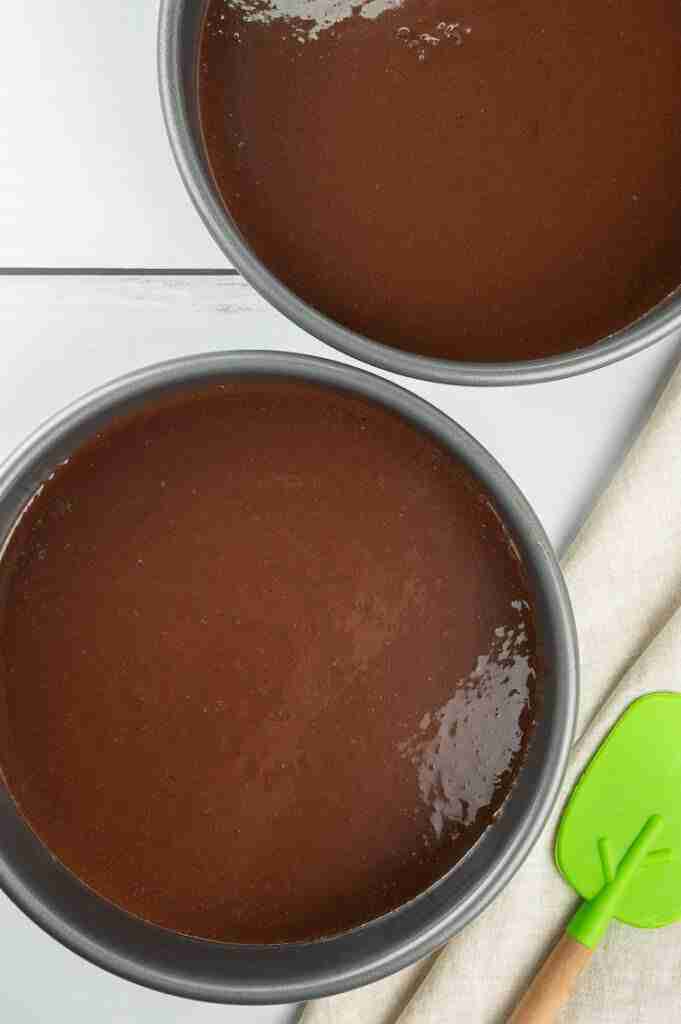 The batter in pans.