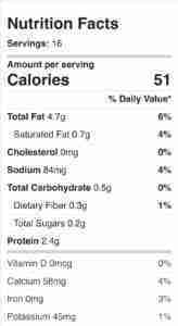 Nutrition for tofu mayonnaise.