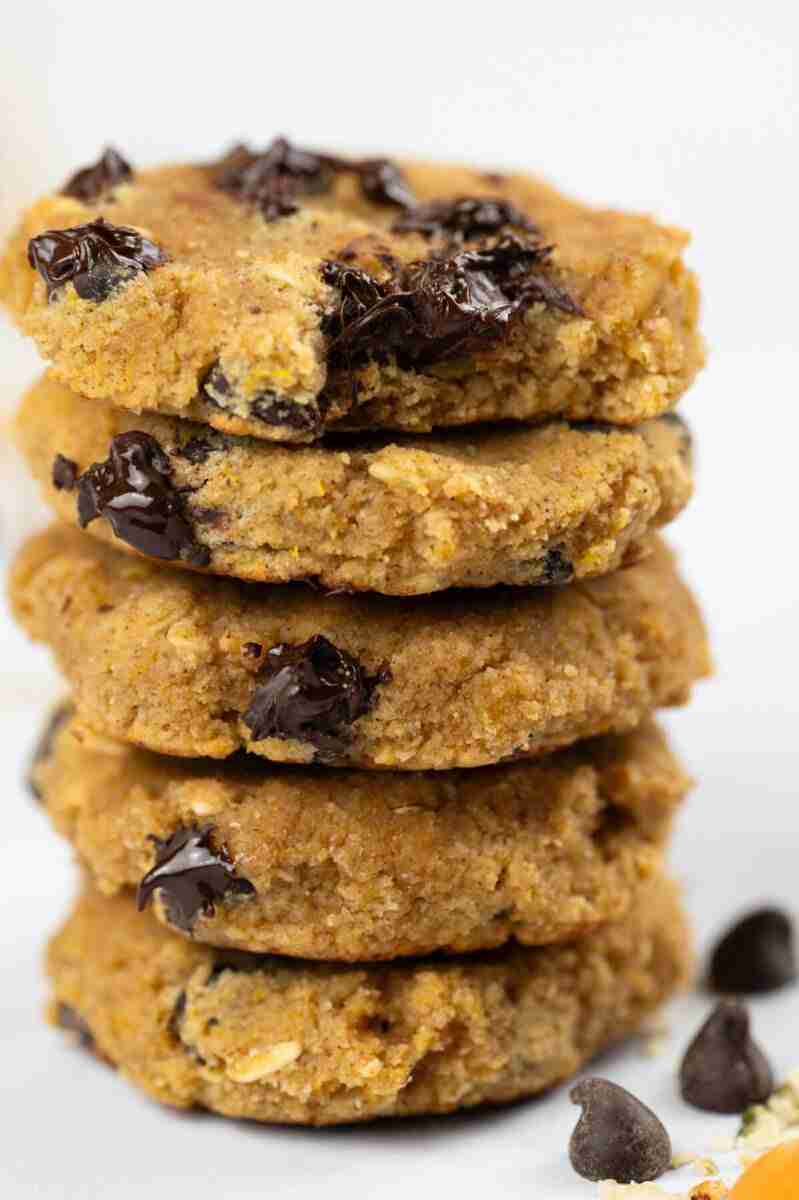 A stack of healthy keto almond flour pumpkin cookies.