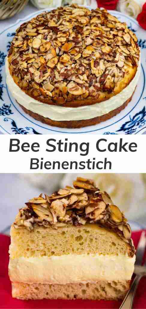 A Bee Sting Cake and a slice of Bee Sting Cake.