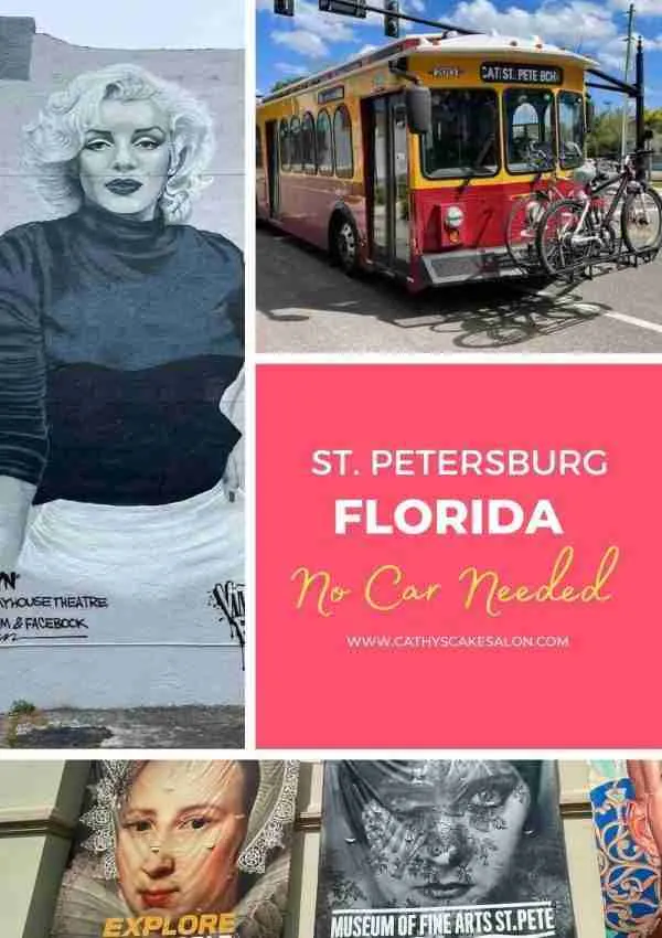 The Central Avenue trolley, a mural and the museum in St. Petersburg, Florida.