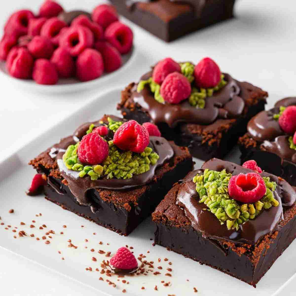 Chickpea avocado brownies on a plate.