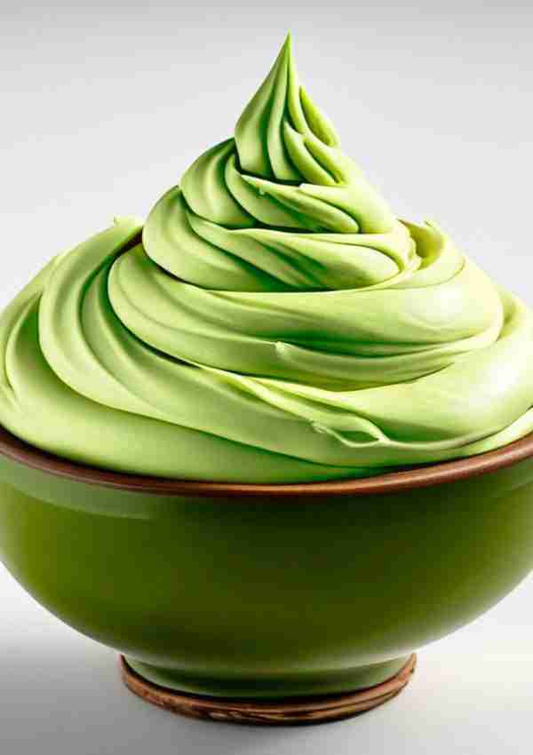 A bowl of cream cheese avocado frosting.