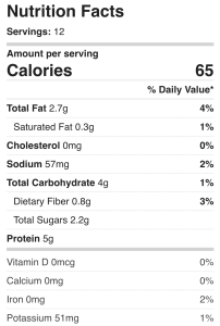 Nutrition for orange keto angel food cake.
