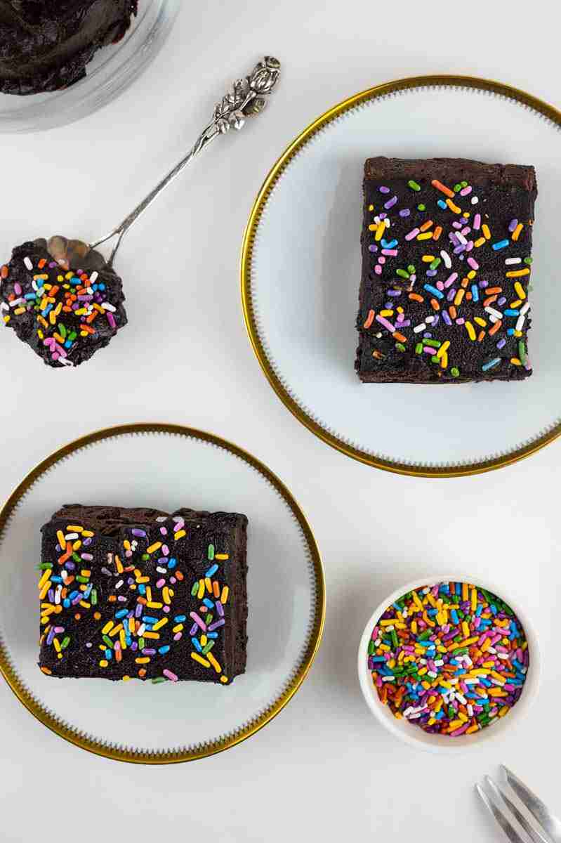 A healthy chocolate dessert topped with colorful, sugar-free sprinkles.
