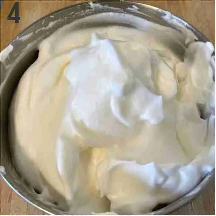 A step in the recipe: Making a soft, fluffy meringue.