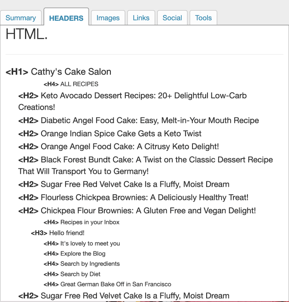 Illogical homepage heading tag sequence on the 17th Avenue Designs Mia Theme.