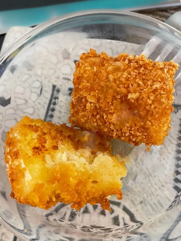 Fried cheese at La Bodeguita del Cabanyal restaurant in Valencia, Spain.