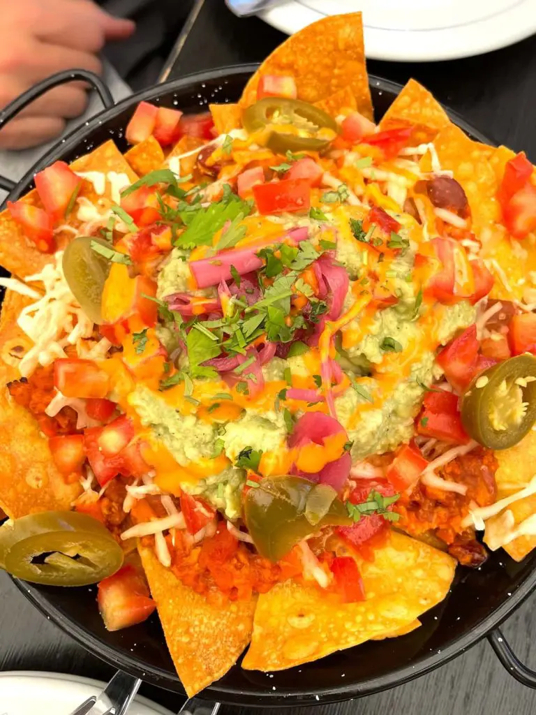 Nachos at Mestiza Cabanyal Vegan Restaurant in Valencia, Spain.
