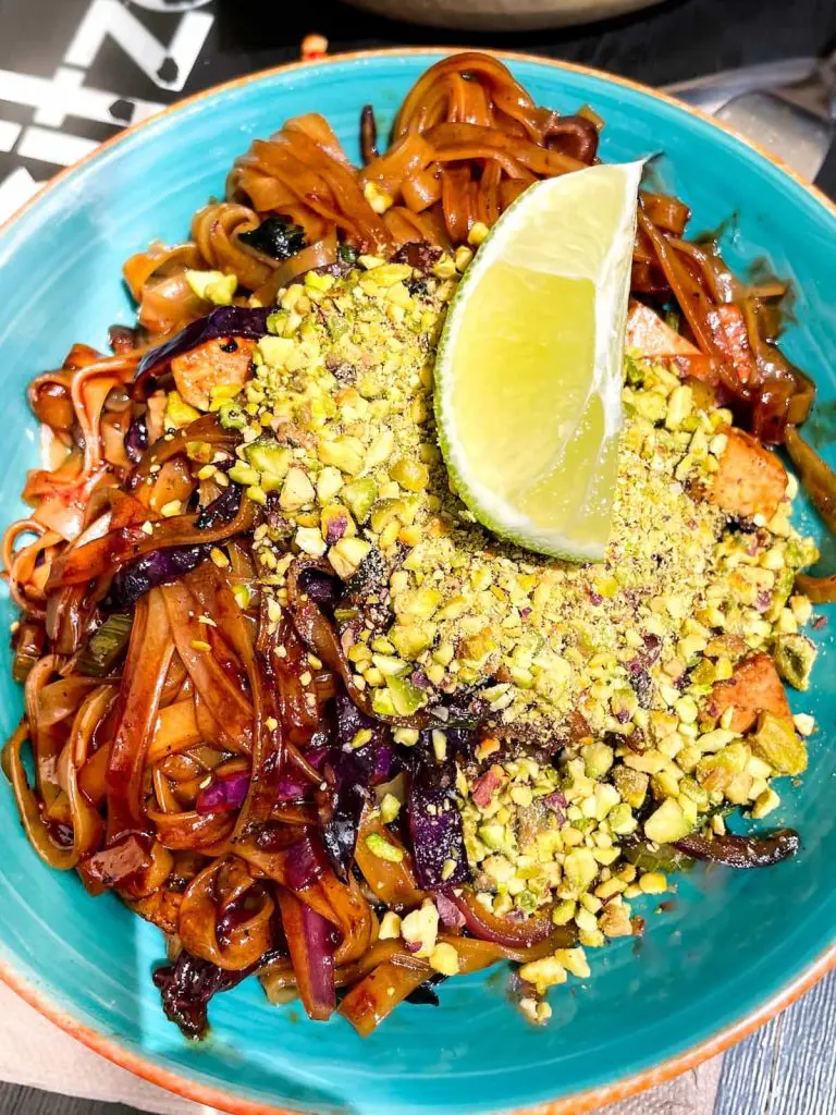 Tofu Pad Thai at Mestiza Vegan Restaurant in the Cabanyal quarter, Valencia, Spain.