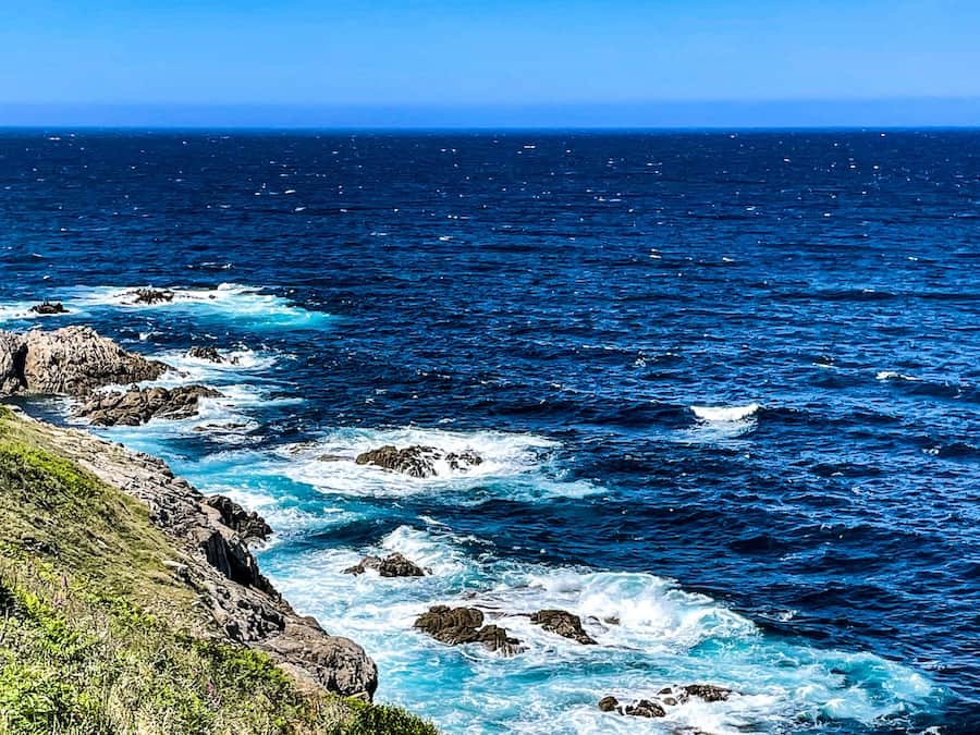 The coast of Ferrol, Galicia, with jagged cliffs, rocks and the Atlantic Ocean.