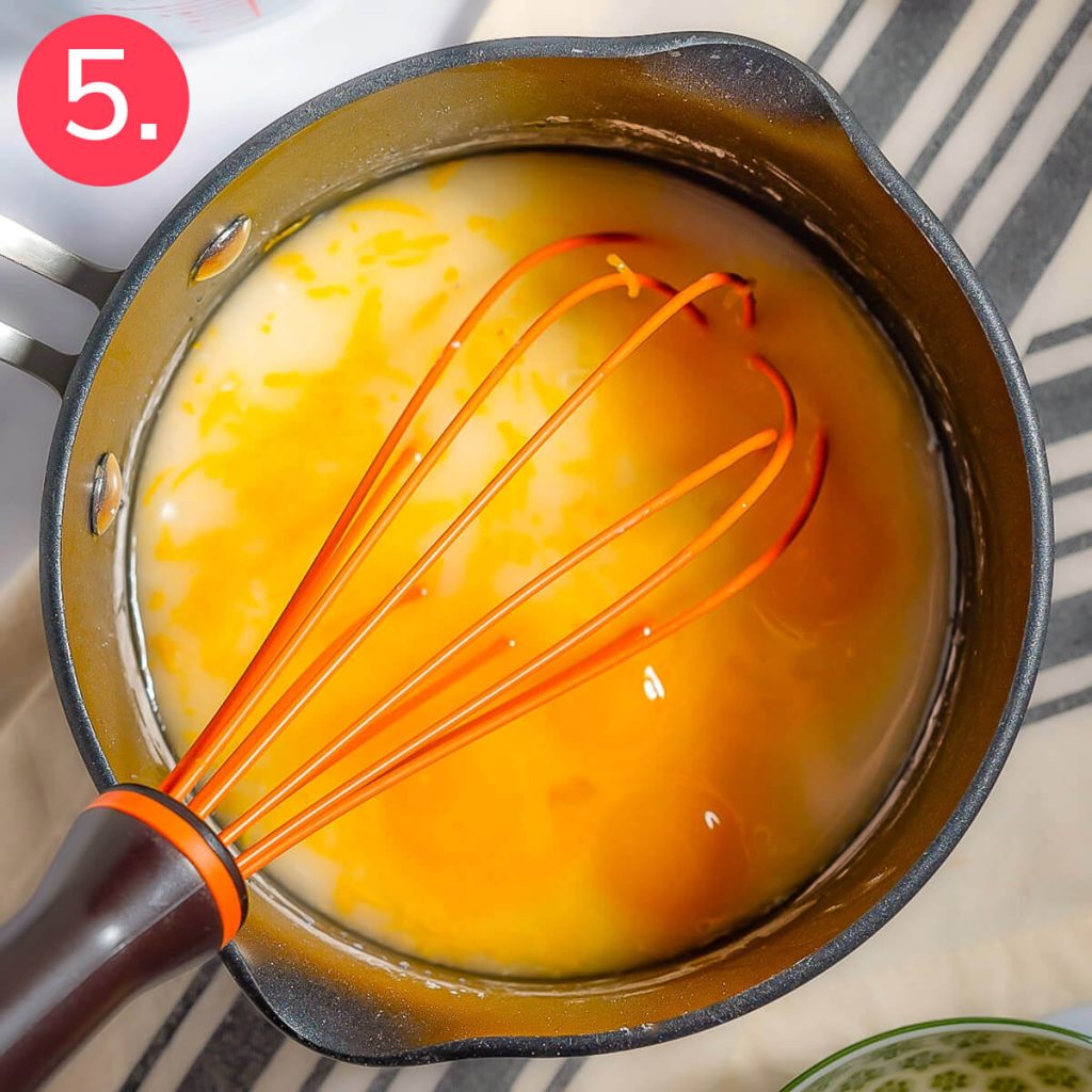 Step five in the sugar free recipe: Add the egg yolks.