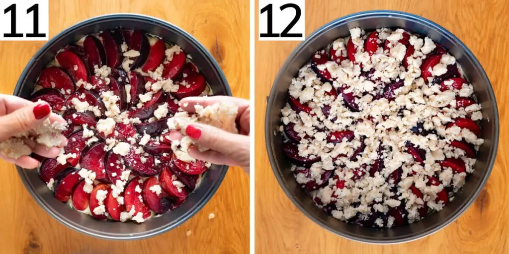 Steps 11 and 12 to make this sugar free German plum cake.