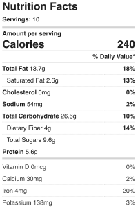 Vegan lemon tart nutrition facts.