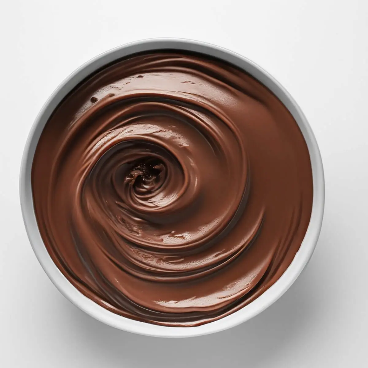 Dairy free Chocolate Frosting, also called vegan avocado chocolate mousse, in a bowl.