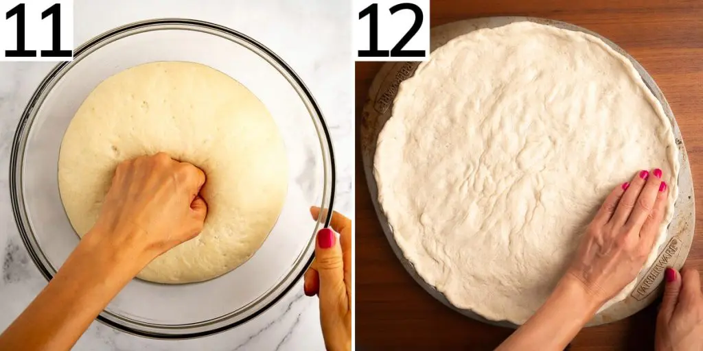 Steps 11 and 12 to make this pizza dough no sugar recipe.