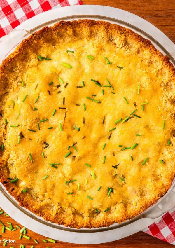 Chicken Keto Pot Pie with an Almond Flour Cheddar-Chive Pie Crust