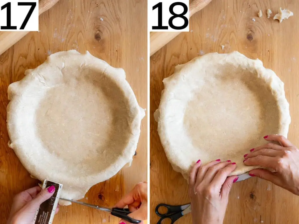 Steps 17 and 18 demonstrate how to shape and build the edges of a tart crust.