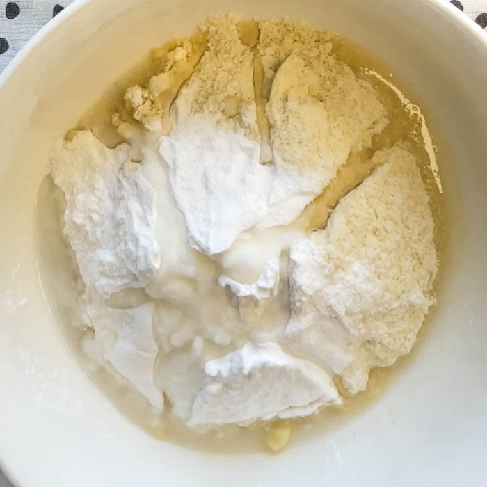 A step in the recipe: Combine the ingredients.