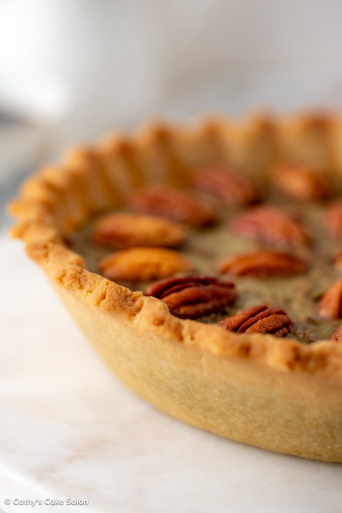 Sugar free pecan pie in an almond flour tart crust.