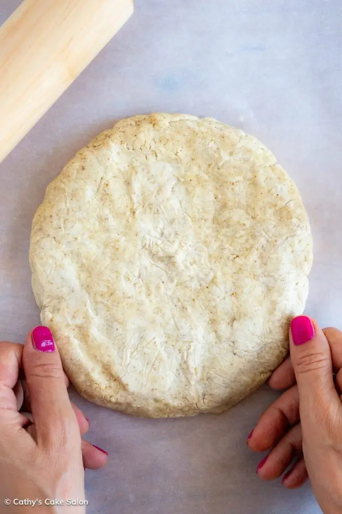 A step in this vegan gluten free crust recipe.