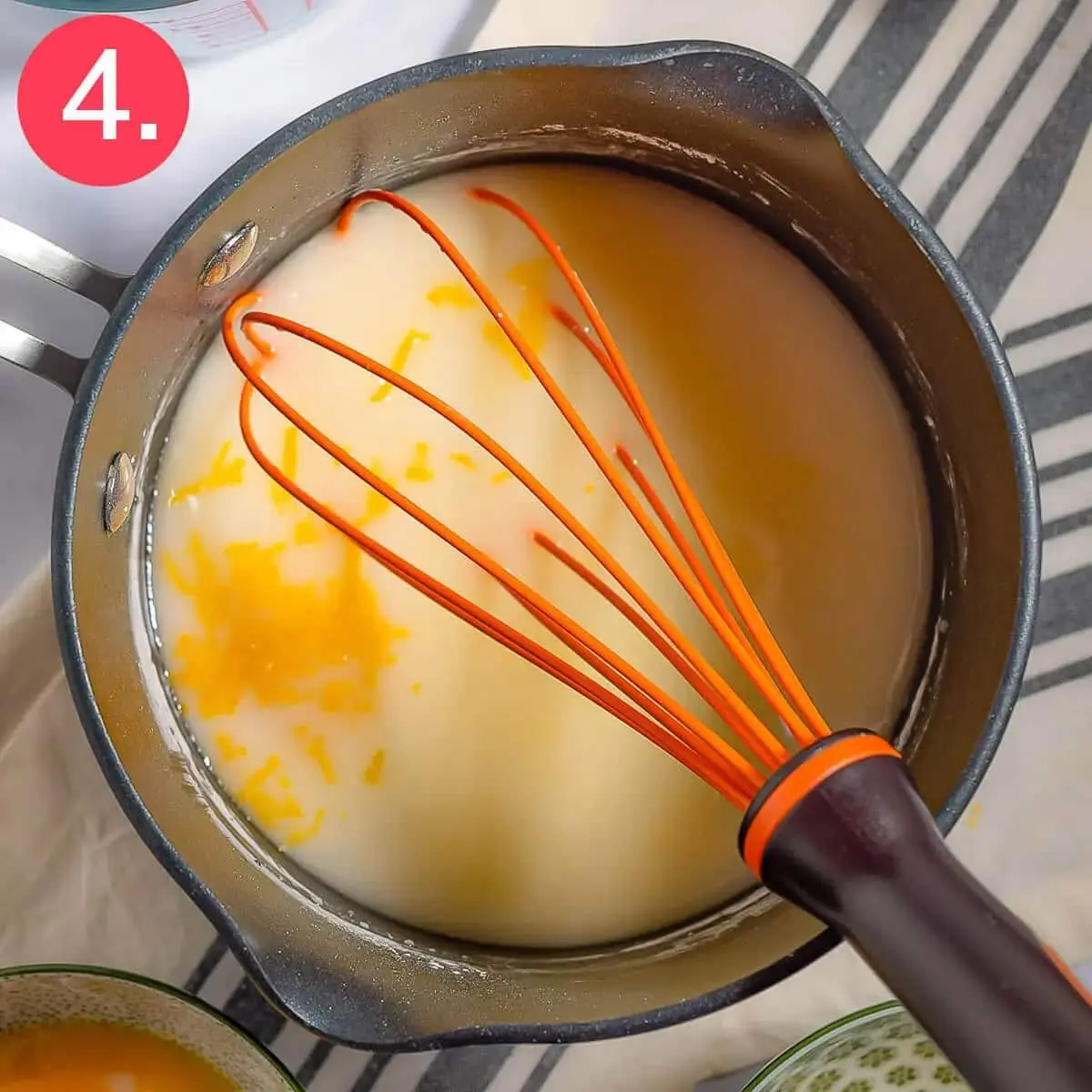 A step in this lemon curd dairy free recipe.