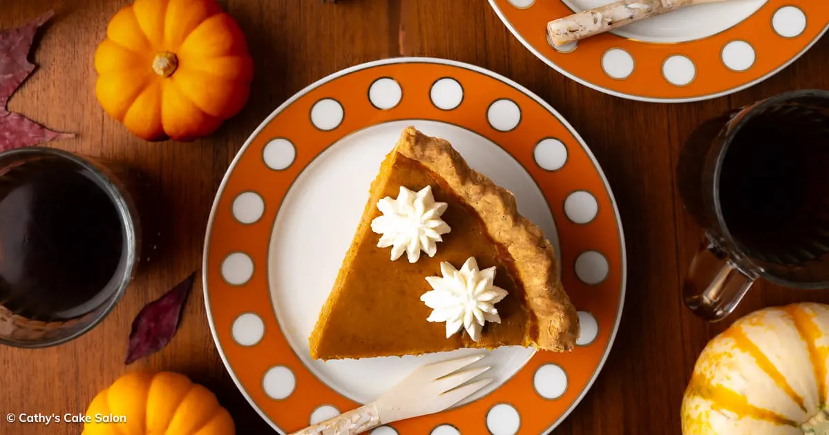 A slice of pumpkin pie with rum.