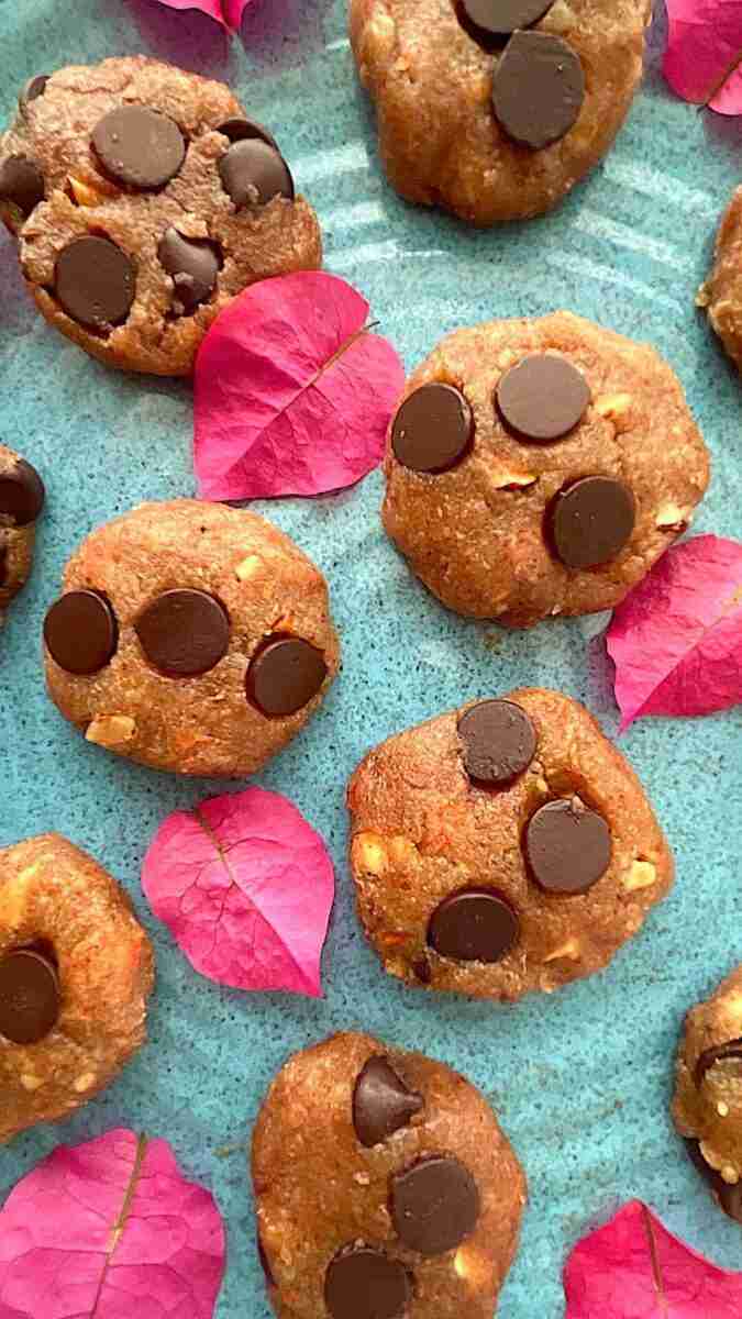 Almond flour no bake cookies on a plate.