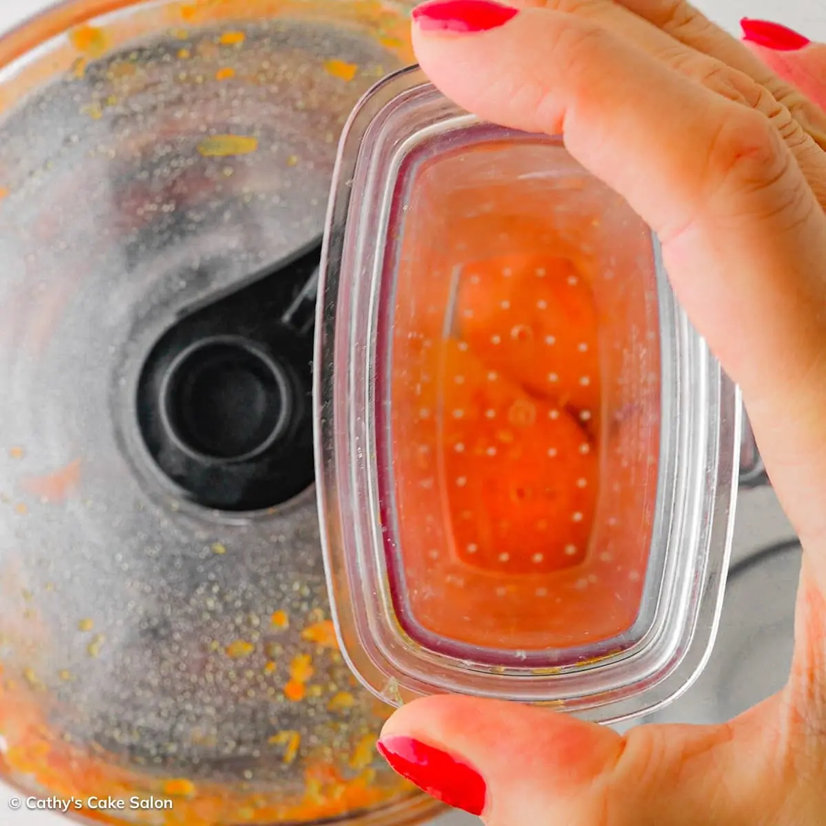 Step 4 in this recipe: Puree the persimmons.