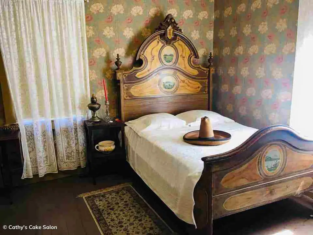 The bedroom in the historic Dallidet adobe in downtown San Luis Obispo.